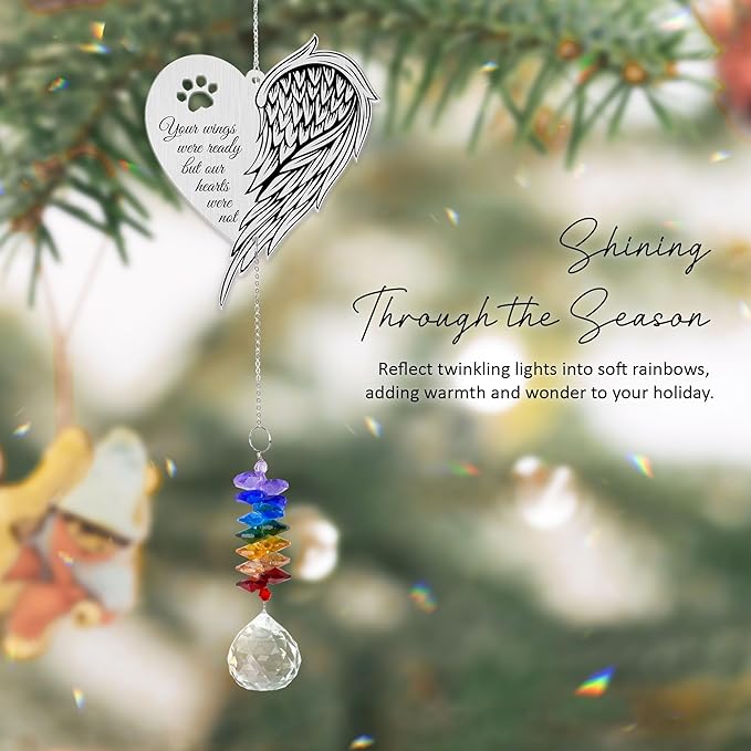 Aluminum Ornament Suncatcher - Memorial Wing Ornament - Sympathy Gift for Loss of Pet - Grieving Keepsake for Women, Men - Bereavement Gifts for Dog Lovers - Window Hanging Home Decor