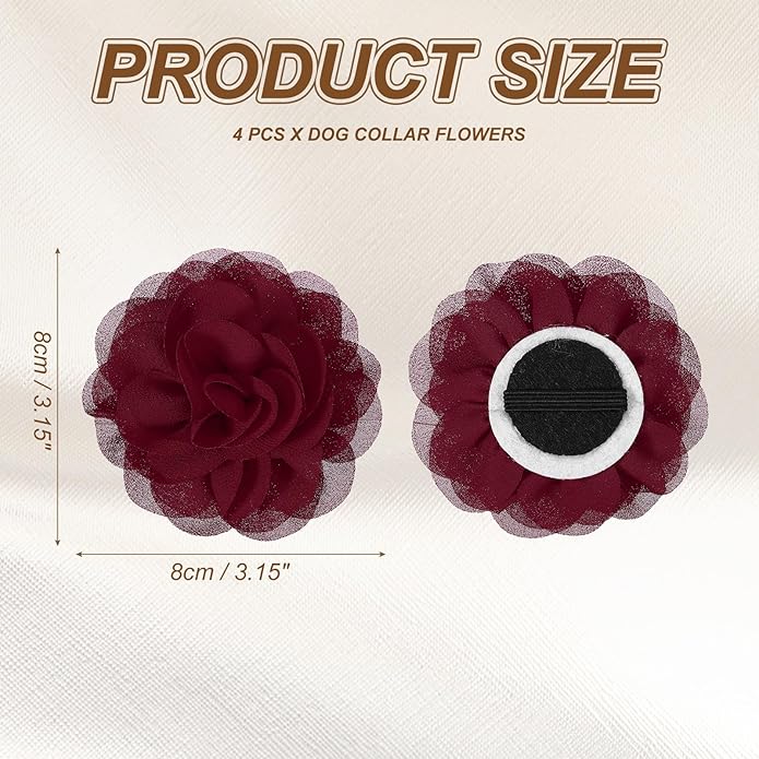 Dog Collar Flowers, Pet Flower Charms Soft Chiffon Cat Collar Bow Tie Floral Grooming Supplies, Intended for Dog