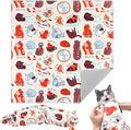 27.6" Cat Grooming Wrap for Cutting Nails, Cat Pattern Self-Adherent Fabric Wrap for Cats, Anti-Scratch Anti-Escape Multifunctional Cat Swaddle Tool for Teeth Brushing, Ear Cleaning