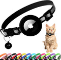 Cat Collar with Air Tag Holder, Reflective Kitten Collar with Bell, Breakaway Airtag Cat Collar for Boys Girls Cats, GPS Tracker for Cats 0.4’’ Width Adjustable Safe Kitty Collar, Black