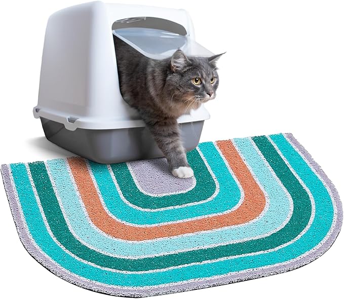 Unicorn Catcher Cat Litter Mat Quality Litter Box Mat Large Non-Slip Cat Litter Mat Litter Trapping Mat Soft Kitty Litter Mat Compatible Two Litter Boxes Cat Products Easy to Clean,Green,M