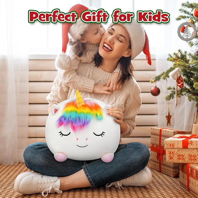 Unicorn Plush, Stuffed Animal Set with 4 Baby Unicorns, Soft Stuffed Toy Pillow, Pink Birthday for Kids Boys Girls