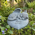 Personalized Cat Memorial Garden Statue, Angel Design, Pet Grave Marker with Engraved Name and Date