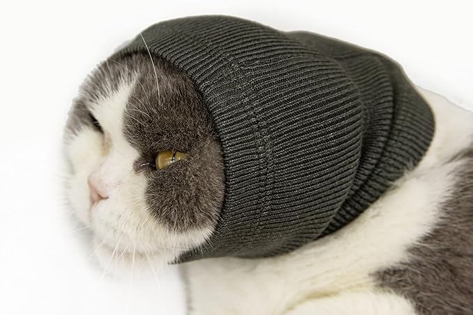 Cat Hematoma Ear Wrap, Pinpoint Mesh Anxiety Relief, Cat Bath Accessories for pet Grooming & Force Drying (Grey S)