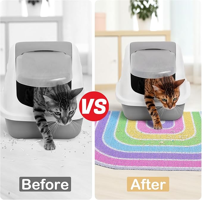 Unicorn Catcher Cat Litter Mat Quality Litter Box Mat Large Non-Slip Cat Litter Mat Litter Trapping Mat Soft Kitty Litter Mat Compatible Two Litter Boxes Cat Products Easy to Clean,Pink,M