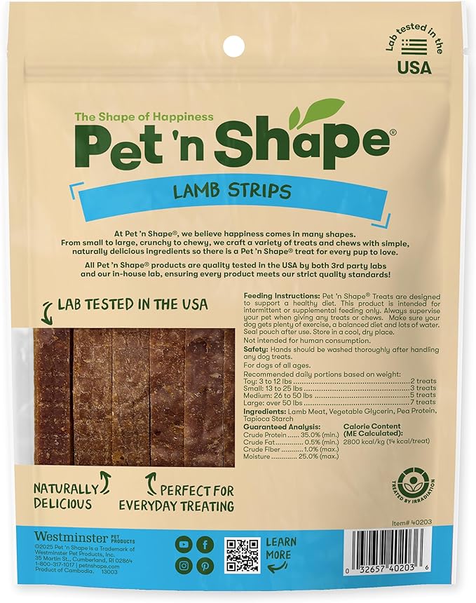 Pet 'n Shape Lamb Jerky Dog Treats - 3 Ounce