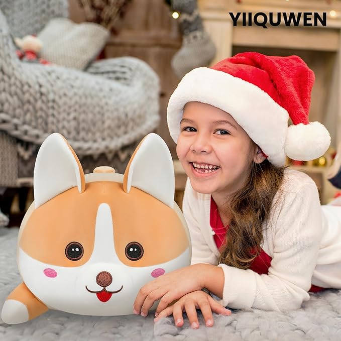 17" Corgi Plush, Soft Stuffed Animal Dog Pillow Toy, Corgi Mommy with 4 Baby Puppy Family Set, Cute Birthday Gift for Kids Boys Girls