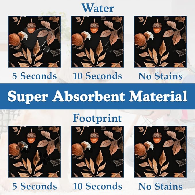 Wild Forest Animals Pet Feeding Mat–Christmas Stocking Quick Dry Absorbent Dog Cat Food Mat, Non Slip Waterproof Bowl Placemat for Messy Eaters, Pet Accessories for Floors 12"x20"