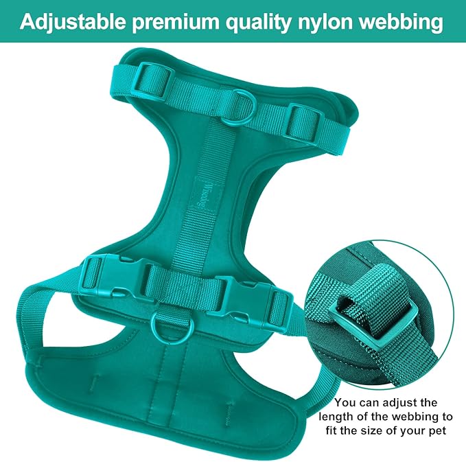 Wisedog No Pull Lightweight Dog Vest Harness with Soft and Comfortable Cushion, Breathable Mesh, for Small Medium Large Dogs Walking (S(Neck: 9.84"-14.17";Chest: 14.17"-22.05"), Emerald Green)