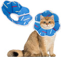 Soft Adjustable Cat Cone Collar, Comfortable Cat Recovery Collar Suitable for Various Types of Cats,Elizabethan Neck Protective Collar for Cats After Surgery (Blue Stripe, Large)