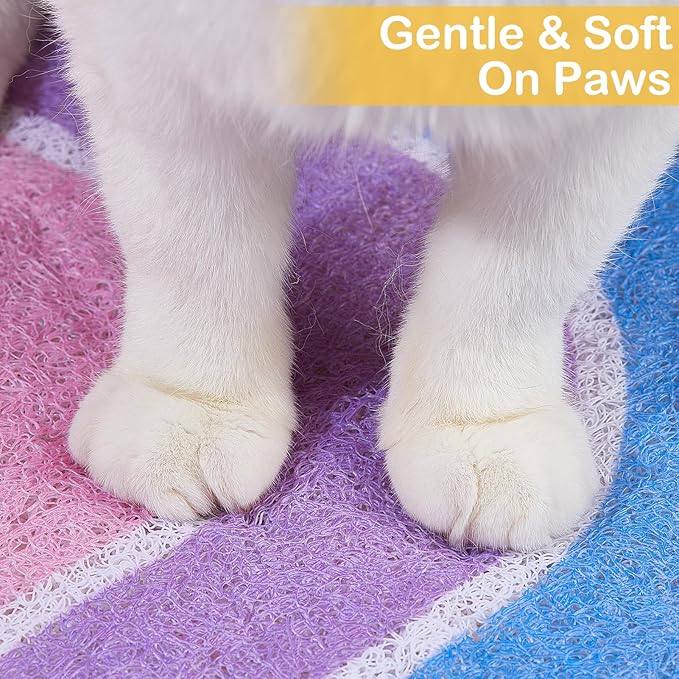 Unicorn Catcher Cat Litter Mat Quality Litter Box Mat Large Non-Slip Cat Litter Mat Litter Trapping Mat Soft Kitty Litter Mat Compatible Two Litter Boxes Cat Products Easy to Clean,Rainbow,L