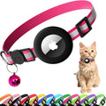 Cat Collar with Air Tag Holder, Reflective Kitten Collar with Bell, Breakaway Airtag Cat Collar for Boys Girls Cats, GPS Tracker for Cats 0.4’’ Width Adjustable Safe Kitty Collar, Rose red