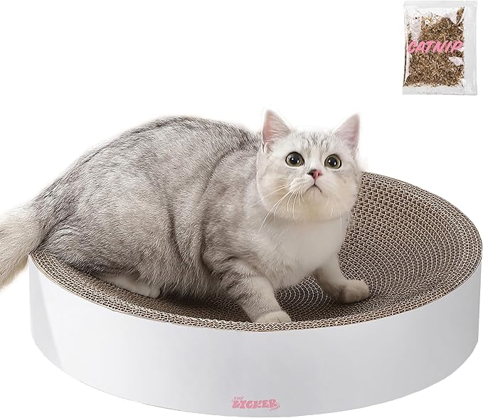 CSR1010I Nelson 20.13" Modern Cardboard Round Bowl Cat Scratcher with Catnip, Cloud