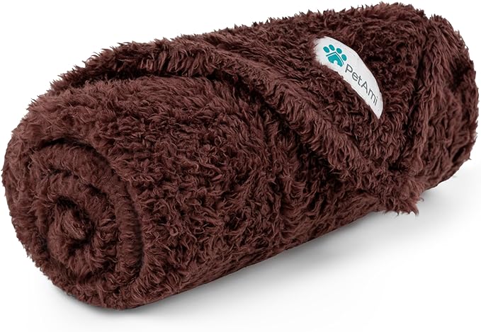 PetAmi Dog Blanket for Small Dogs Brown, Fluffy Soft Puppy Blanket, Sherpa Fleece Cat Blanket for Kitten Doggie, Calming Pet Blanket Throw for Couch Sofa Bed Washable, Small 24x32