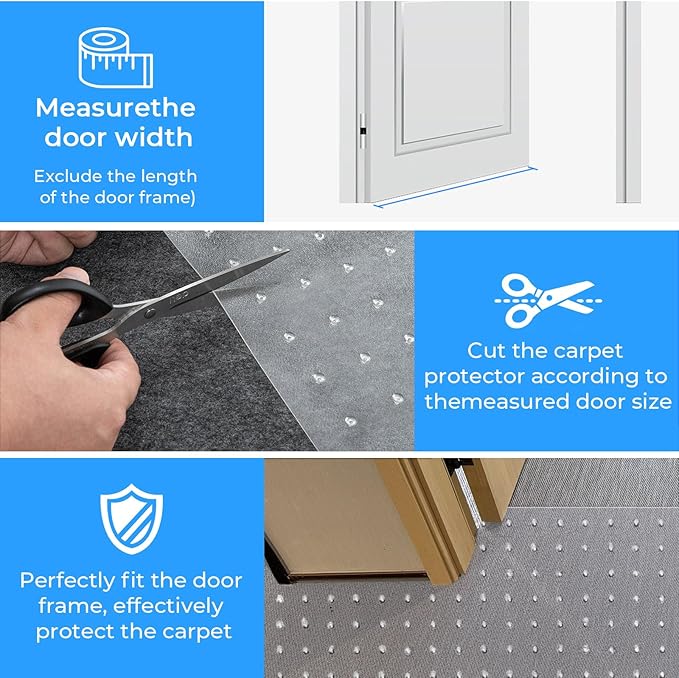 Carpet Protector for Pets Cat Scratch Carpet Protector Easy to Cut Plastic mat for Carpet Anti Scratch Under Door Mat Carpet Scratch Stopper from Cat Dog Scratching 3.6FT (Clear, 2pcs)