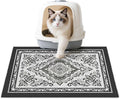 Unicorn Catcher Cat Litter Mat 24" x 15" Non-Slip Litter Box Mat Washable Litter Catcher Mat for Litter Box Indoor Food Mat Supplies Essentials, Black