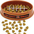 NFL Super-Bowl - Cincinnati Bengals Slow Feeder Dog Bowl. Football Design Slow Feeding Cat Bowl for Healthy Digestion. Non-Slip Pet Bowl for Large & Small Dogs & Cats