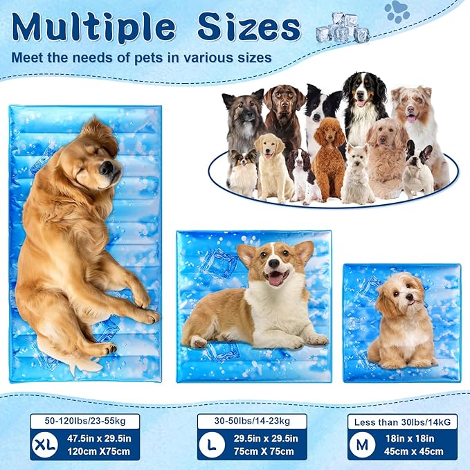 Dog Cooling Mat, Universal Pet Cooling Pad, Double-Sided Durable Water-Resistant, Portable and Easy to Clean, Suitable for All Pets, Keep Your Pet Cool Indoors and Outdoors（29.5 x 29.5 in）