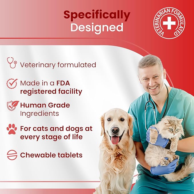 Bio PetActive D-Kaltabs Calcium Phosphorus Supplement for Dogs & Cats with Vitamin D3 - Supports Strong Bones, Teeth & Nails - Healthy Growth & Development - 84 Chewable Tablets
