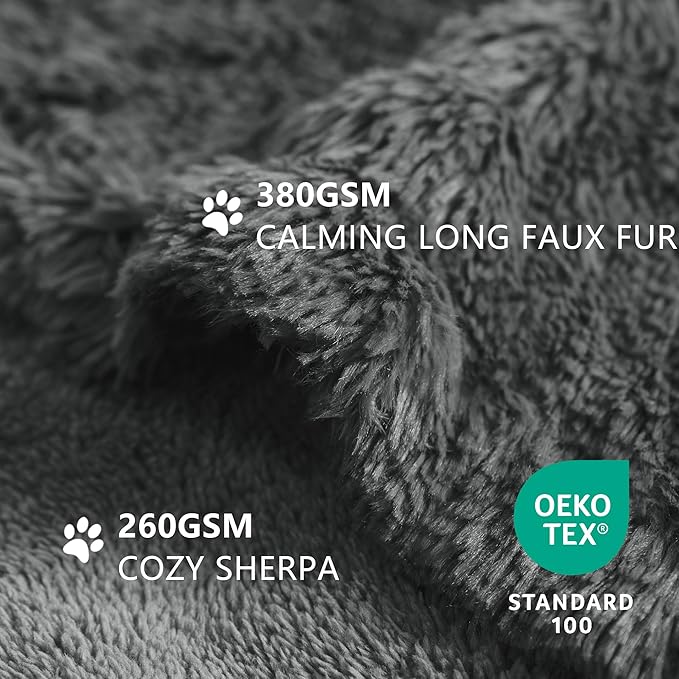gogobunny Waterproof Dog Blanket for Couch & Furniture Protection - Super Soft Reversible Throw for Large Dogs & Cats, Calming Washable Fur & Sherpa Pet Blanket (40x50 Inch, Grey)