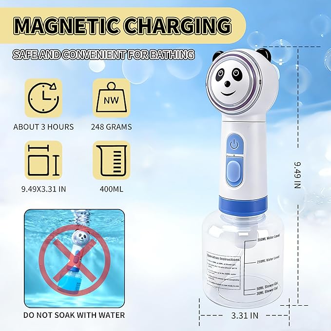 Electric Dog Shampoo Dispenser, Automatic Foam Soap Sprayer Cat soap Dispenser Includes an Extra Magnetic Charging Cable (2 in Total), Shampoo Foamer for Multi-Surface Cleaning (Kitchen/Bath) & Pets