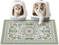 Unicorn Catcher Cat Litter Mat 33" x 22" Non-Slip Litter Box Mat Washable Litter Catcher Mat for Litter Box Indoor Food Mat Supplies Essentials, Green Mandala