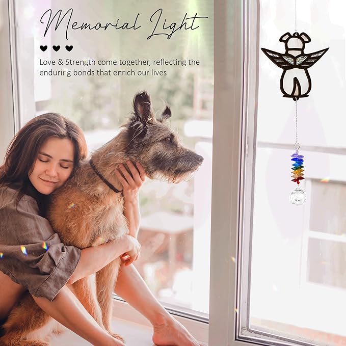 Pet Memorial Suncatcher - Pet Loss Gift - Memorial Sympathy Gift - Rainbow Bridge Gift - Remembrance Ornament - Pet Remembrance Keepsake - Mother's Day for Dog Mom Dog Dad