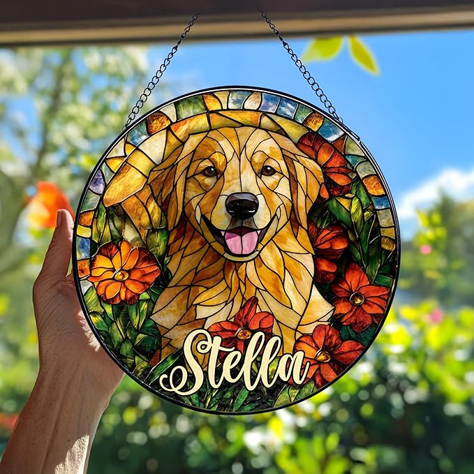 Custom Cat Portrait Art Suncatcher Stained Glass Remembrance Gift Cat Indoor Decor Window Hanging Dog Pet Bereavement Keepsake Loss of Pet