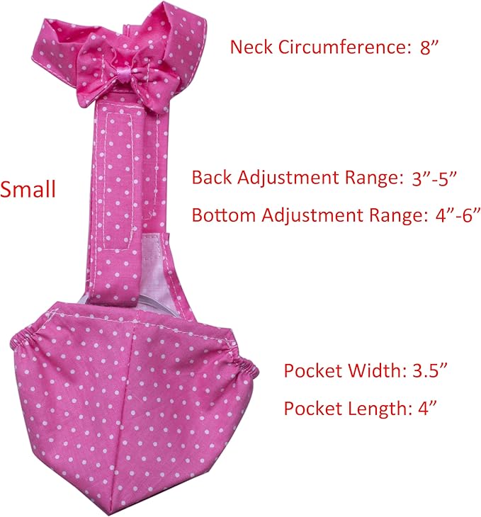 BestParts Adjustable Diaper Waterproof Reusable Diapers, Cloth Diaper Wearable Poultry for Farm Pet Goose, Pet Duck,Pet Chicken, Adhesive Version (Pink Dots, S(0.55-2.2pounds), 1, Count)