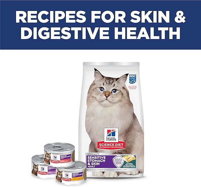 Hill's Science Diet Sensitive Stomach & Skin, Adult 1-6, Stomach & Skin Sensitivity Support, Dry Cat Food, Pollock & Barley, 3.5 lb Bag