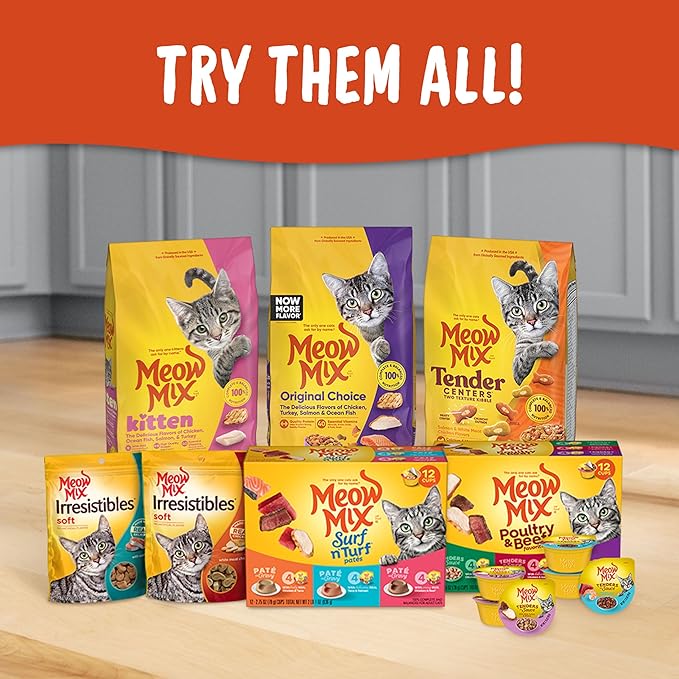Meow Mix Paté in Gravy Wet Cat Food Variety Pack, Surf n’ Turf Patés 2.75 Ounce (Pack of 48)