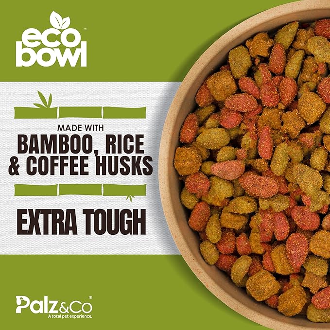 Palz&Co EcoBowl with Lid for Dogs & Cats, 80 oz Gray - Natural Bamboo Pet Bowl with Non-Slip Base, Pet Food and Water Dish, Dishwasher Safe