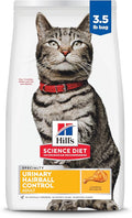 Hill's Science Diet Adult 1-6 Urinary Hairball Control Dry Cat Food, Chicken Recipe, 3.5 lb. Bag