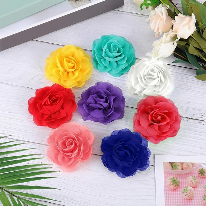 WILLBOND 8 Pieces Dog Flowers Collar Pet Charms Flower 8 cm Cat Pet Bow Tie for Puppy Dog Collar Grooming Accessories (Assorted Color)