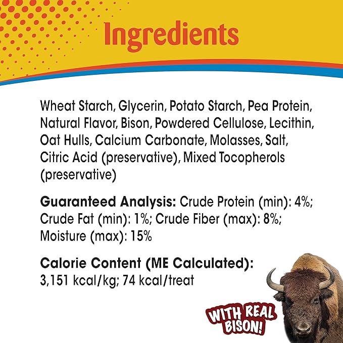 Nylabone Nubz Wild Natural Edible Chew Treats for Dogs, Made in USA, Bison Flavor, Small - Up to 25 lbs. (4 Count) (Pack of 2)