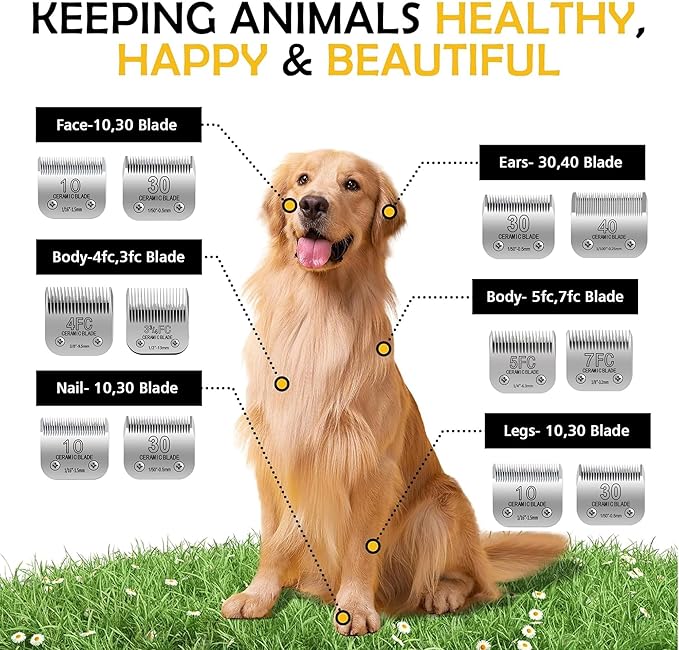 Detachable Pet Dog Grooming Clipper Steel Blades,Size 10,Compatible with Andis Cut Length 1/16"(1.5mm),Compatible with Oster A5, fit for Wahl KM10 Clipper, Stainless Steel Blade 2 Pack