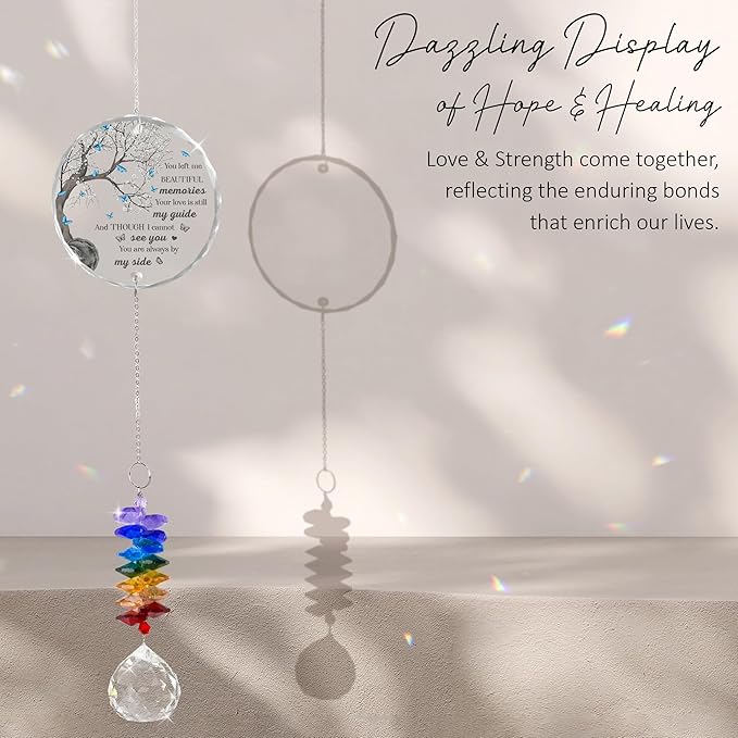 Memorial Suncatcher Ornament Sympathy Gift for Loss of Loved One - Crystal Rainbow Maker - Bereavement Keepsake - Hanging Crystal Decor - Loss of Family Friend Pet