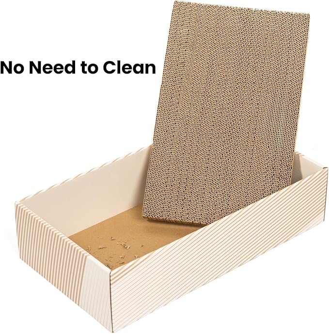 Conlun Cat Scratcher Box with 4 Scratching Pads&2 Separate Cardboard Boxes,2-in-1 Cardboard Cat Scratch for Multiple Kitten Interactive Play,Birthdays Holiday Toys Gift,Gradient-Ball Toy