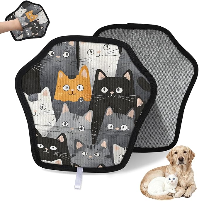 Black Cats Pet Hair Removal Glove for Dogs & Cats,2 PCS Newly Upgraded Reusable Electrostatic Pet Hair Gloves,Dog Hair Remover Tool for Clothing,Couch,Carpet,Car Seat