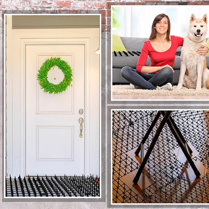 Abbylike 3 Pack 6.5 ft Cat Repellent Mat with Spikes Outdoor 78x11'' Cat Repellent Outdoor Deterrent Indoor Prickle Spike Strips for Animals for Keep Pet Off Couch Furniture Garden Fence