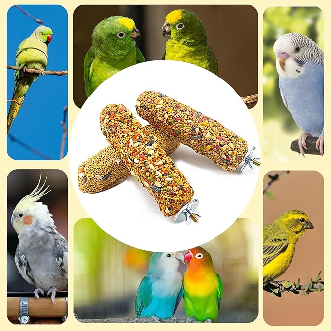 3PCS Parakeet Treat,Natural Parrots Treat Sticks,Vegetable & Grain Style Crunch Sticks,Bird Treats for Cockatiel Budgies Lovebirds Canary Conure Finches