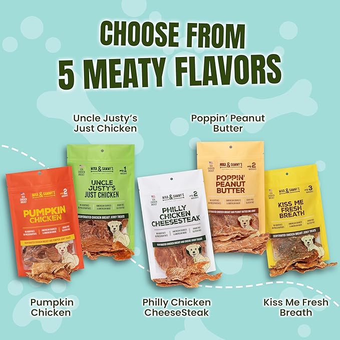 Gourmet Chicken Jerky Dog Treats - Made in USA only, Cage-Free, No Additives (Mika & Sammy's Chicken Cheese 12 oz)