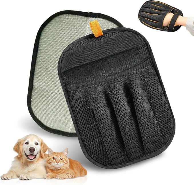 Pet Hair Removal Gloves for Cats & Dogs，Upgraded Five-Finger Electrostatic Reusable Magic Brush for Effortless Pet Hair Remover Tool on Carpet, Clothing, Laundry, Couch, Car Seat