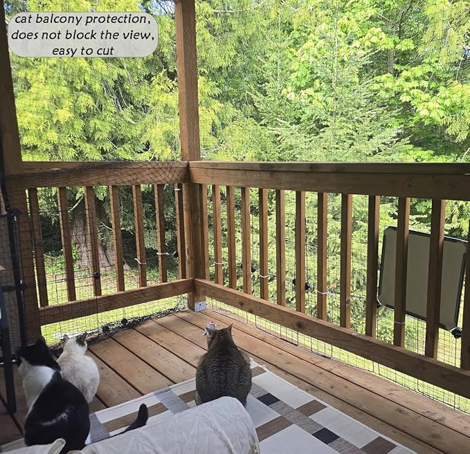 JUNFLYING Cat Balcony Net,10×13 FT Anti-Fall Safety Net, No Steel Wire,cat Balcony Protection for Windows, railings, terraces, and Stairs.