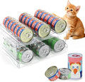 FHTONGE Heavy-Duty Cat Can Organizer for Multiple Sizes, Transparent Wet Cat Food Storage Rack for Pantry Kitchen Cabinet Rridge, 2-Tier Pet Canned Goods Dispenser Shelf Dog Tins Holder Container