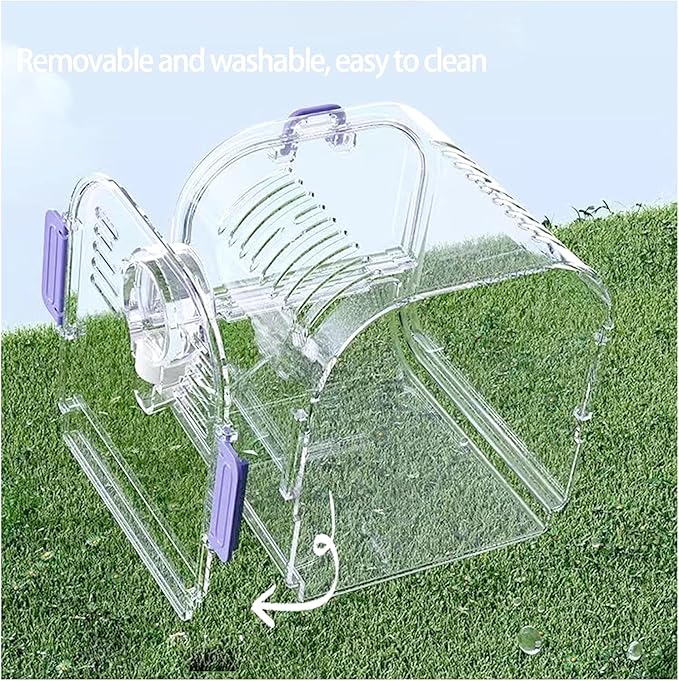 Small Bird Travel Cage Carrier,Portable Plastic Bird Cages,Portable Bird Carrier with Clear Acrylic Design, Travel Cage with Cover, Indoor Outdoor Use (Yellow)