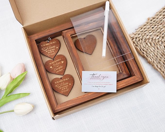 Walnut Rotating Picture Frame for Mom Floating Frame 4x6 Photo Double-Side Mama Nana Step Mom Mother-in-law Birthday Christmas Mother's Day Gifts Family Frame Tabletop Display HU-KX-MOM-WAL-A8