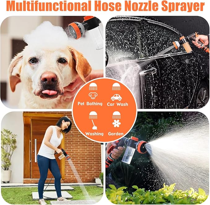 Dog Washing Hose Attachment for Pet Bathing with Black 3 Way Shower Diverter, Dog Wash Hose Nozzle Shampoo Sprayer for Pet Grooming Shower, Dog Shower Attachment for Bathroom