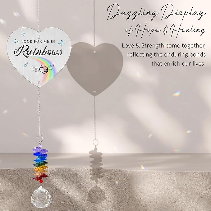 Aluminum Ornament Suncatcher - Dogs Memorial Paw Print Ornaments - Rainbow Bridge Gifts - Sympathy Gift - Pets Remembrance Keepsake - Mother's Day for Dog Mom Dad