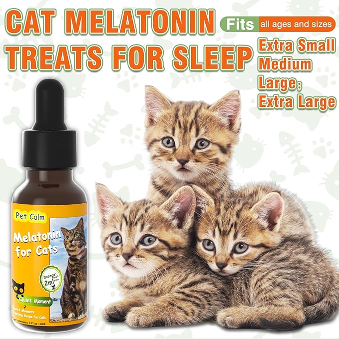 Tetra Cat Melatonin, 60 Ml Effective Melatonin for Cats and Kittens to Sleep, Grooming, Separation Anxiety & Stress Relief